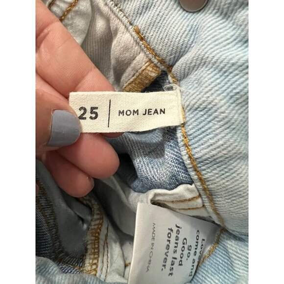 PacSun Womens High-Rise Two-Tone Mom‎ Jeans Size 25 Cotton Blend Blue & White - Picture 6 of 13